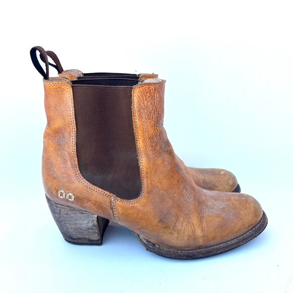 Bed Stu Cobbler Chelsea Ankle Heeled Leather Boots Camel Tan Size 10 - Picture 5 of 12